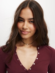 Cotton On Red Ryan Henley Long Sleeve Top - Image 3 of 4