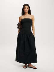 Cotton On Black/Brown Romee Shirred Side Maxi Dress - Image 1 of 4
