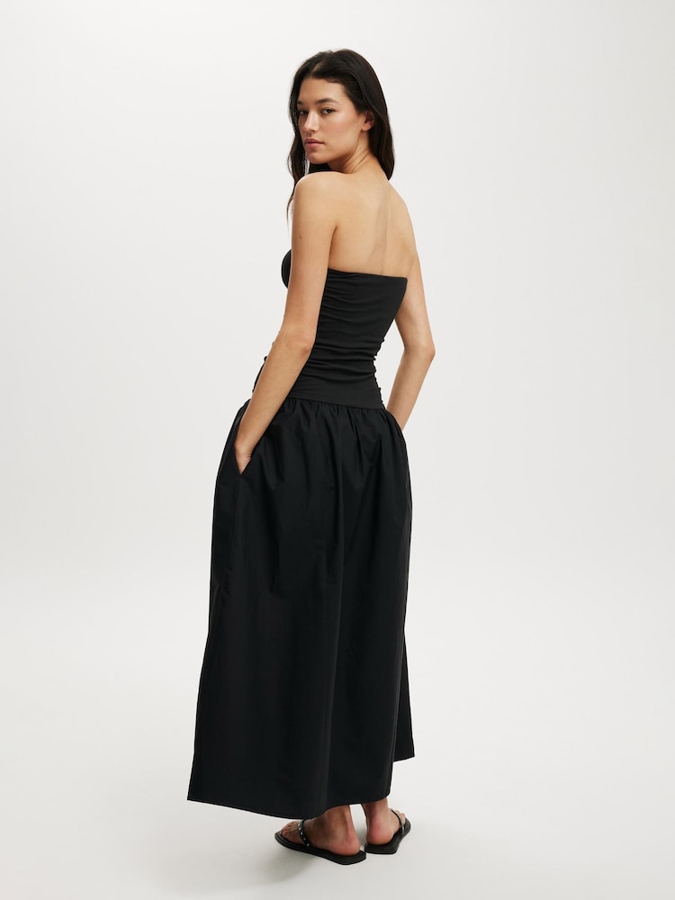 Cotton On Black/Brown Romee Shirred Side Maxi Dress - Image 2 of 4