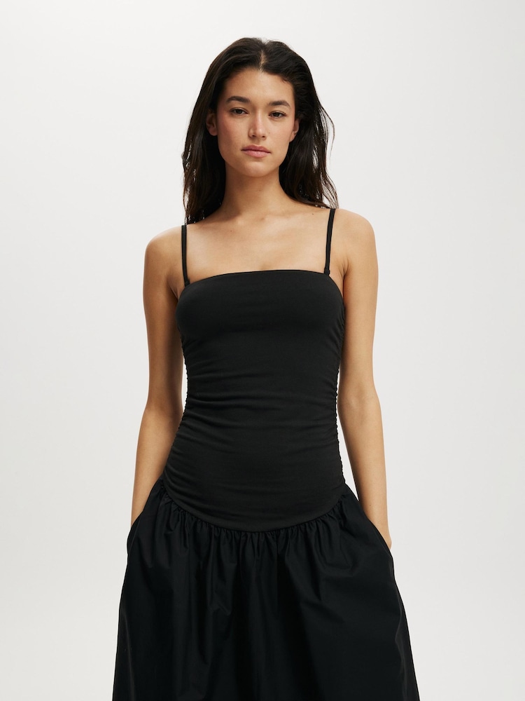 Cotton On Black/Brown Romee Shirred Side Maxi Dress - Image 4 of 4