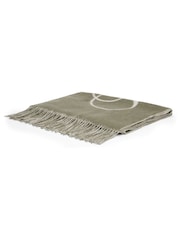 Tommy Hilfiger Green Pure Wool Logo Scarf - Image 3 of 4