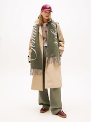 Tommy Hilfiger Green Pure Wool Logo Scarf - Image 4 of 4