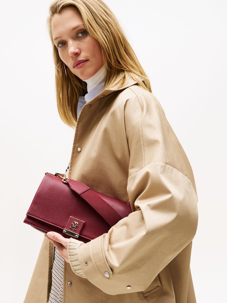Tommy Hilfiger Red Pebble Grain Crossbody Bag - Image 5 of 5
