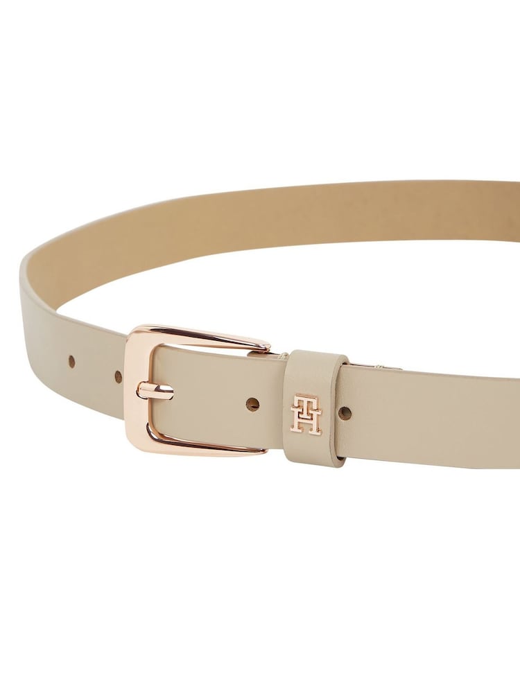 Tommy Hilfiger Natural Monogram Leather Belt - Image 4 of 4 Tommy Hilfiger Natural Monogram Leather Belt - Image 4 of 4