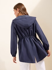 Friends Like These Navy Shower Resistant Mid Length Rain Coat - Image 3 of 4