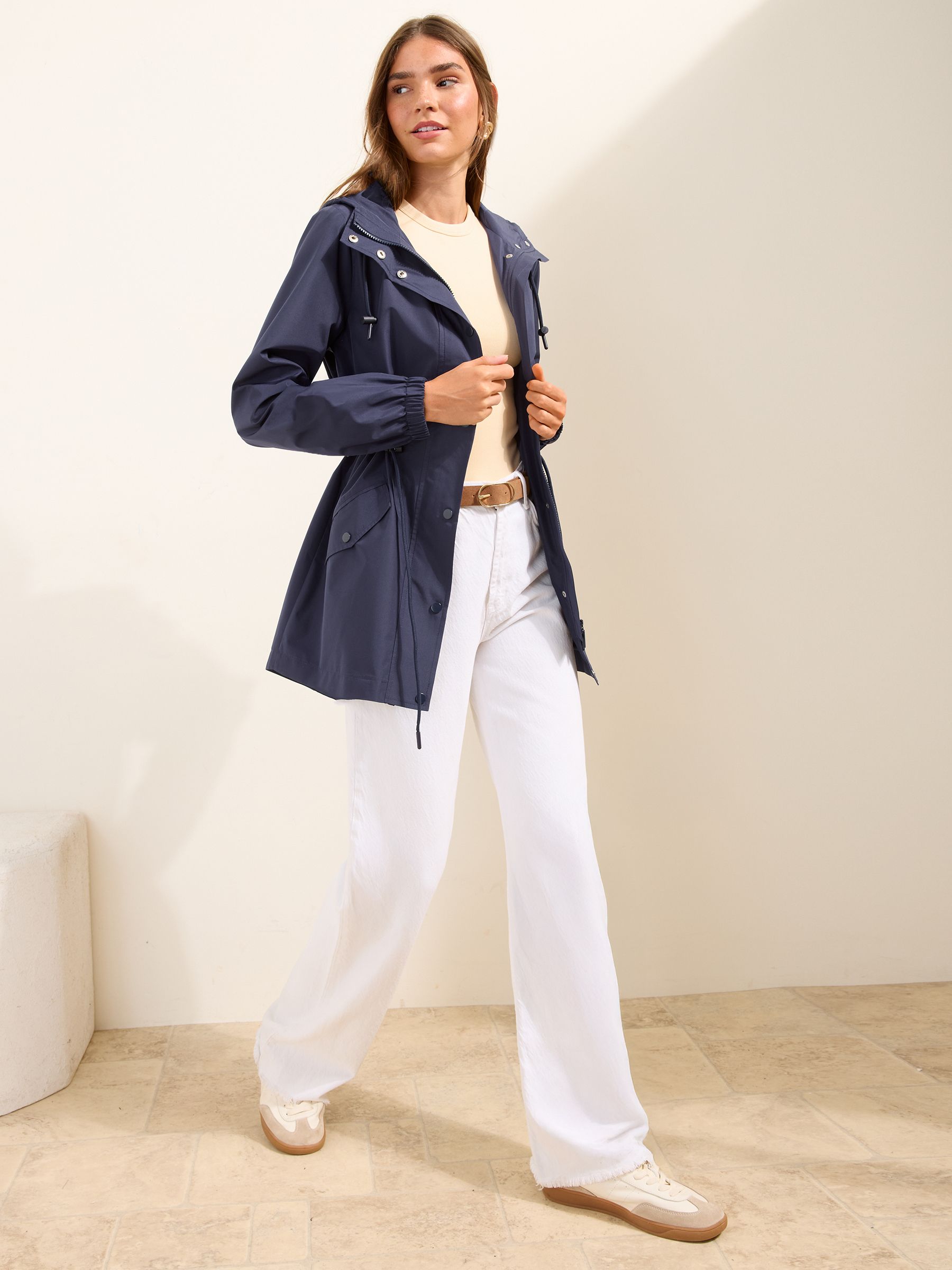 ジャケット・アウター  NAVY Rain Coat Buy Friends Like These Navy Shower Resistant Mid Length Rain Coat