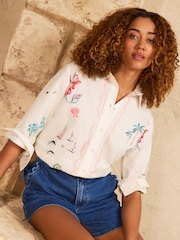 Love & Roses Ivory Printed Button Through Long Sleeve Shirt - Image 4 of 5