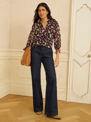 Love & Roses Black Cosmetic Notch Neck 3/4 Sleeve Blouse - Image 3 of 4