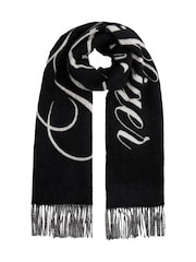 Tommy Hilfiger Black Pure Wool Logo Scarf - Image 1 of 4