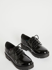 Lipsy Black Wide Fit (G) Clean Lace Up Chunky Brogue School Shoes - Image 4 of 7