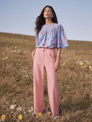 Love & Roses Blue Floral Printed Blouse - Image 4 of 5