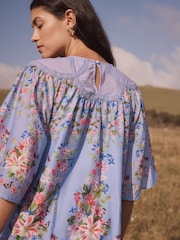 Love & Roses Blue Floral Printed Blouse - Image 5 of 5