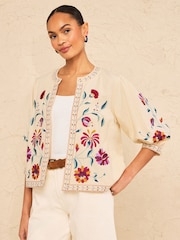 Love & Roses Ivory Floral Embroidered Jacket - Image 1 of 4