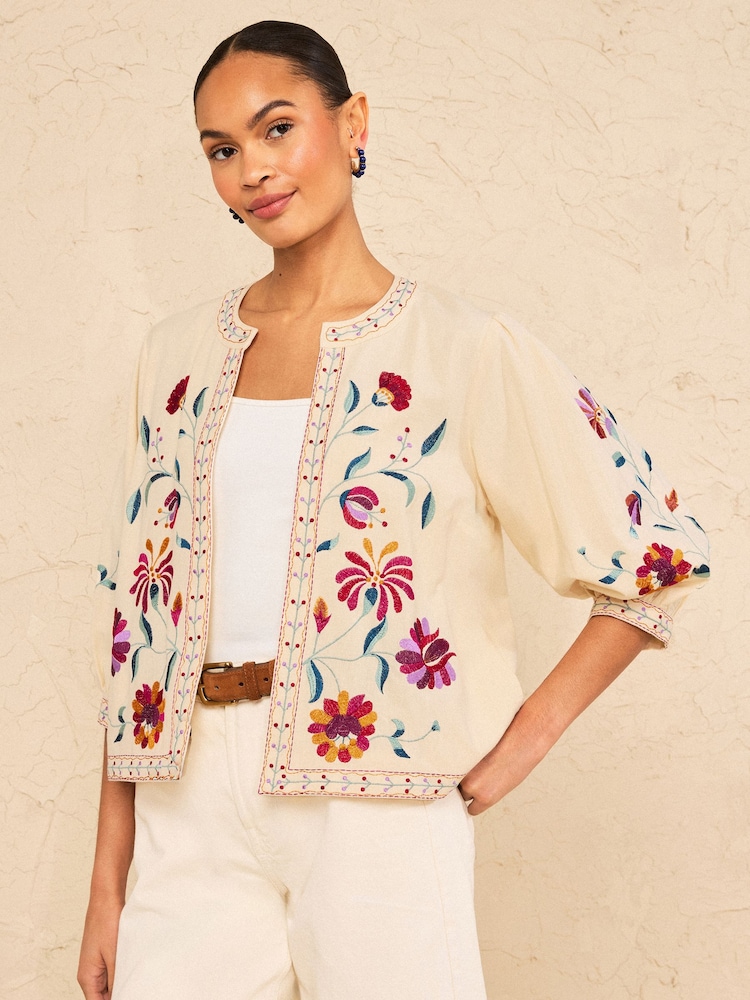 Love & Roses Ivory Floral Embroidered Jacket - Image 1 of 4