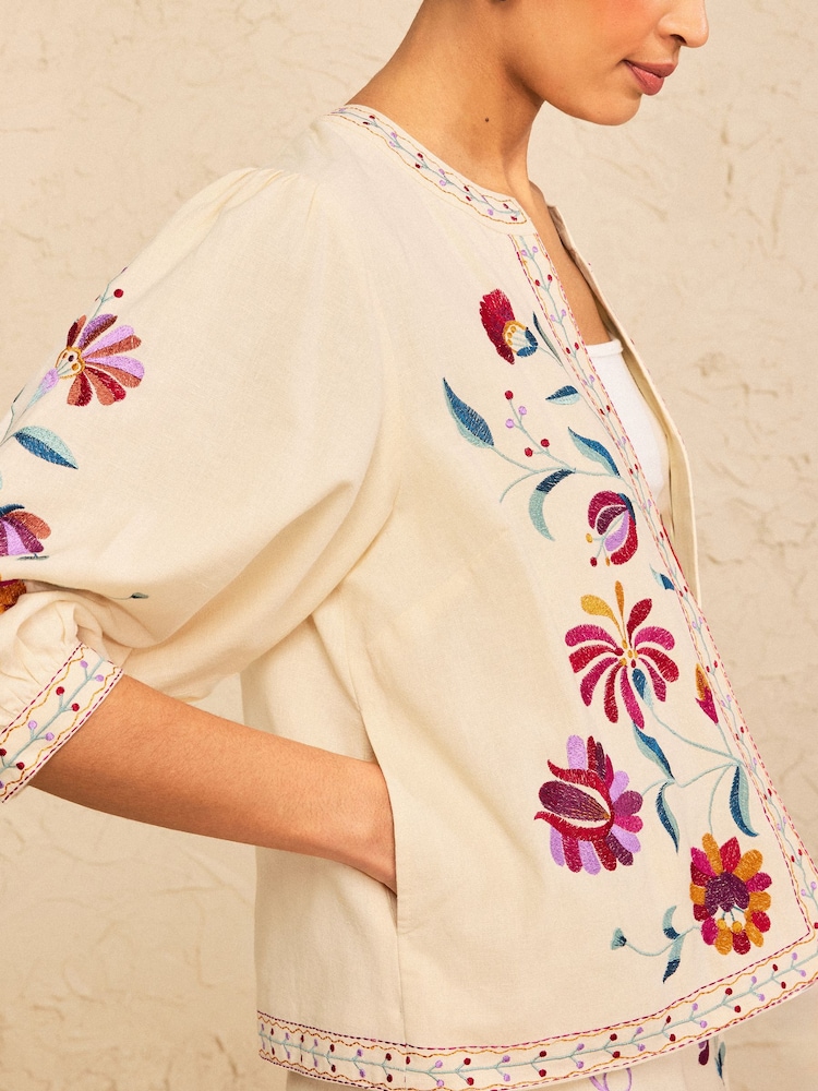 Love & Roses Ivory Floral Embroidered Jacket - Image 4 of 4