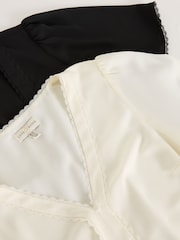 Love & Roses Black/Ivory Notch Neck Button Through Short Sleeve Blouse - Image 10 of 10