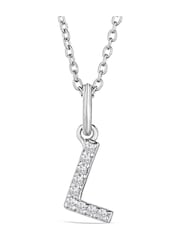 The Diamond Store Silver Love Letter L 0.06ct Lab Diamond Initial Pendant Necklace in Sterling Silver - Image 3 of 4