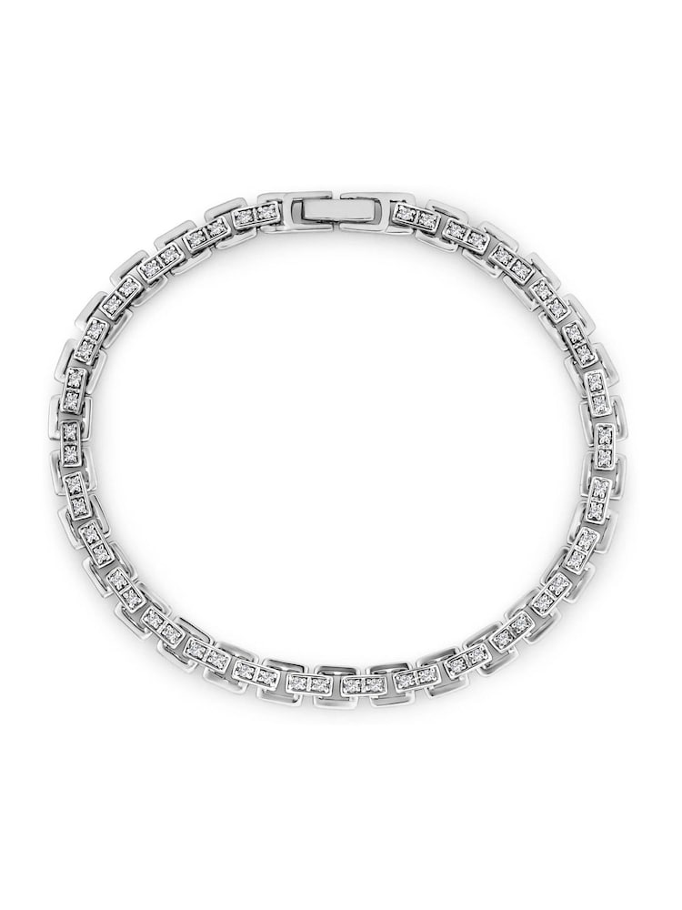 The Diamond Store Silver 8 Inch Havana Lab Men Diamond Box Set Bracelet 0.85ct in Sterling Silver - Image 1 of 11 The Diamond Store Silver 8 Inch Havana Lab Men Diamond Box Set Bracelet 0.85ct in Sterling Silver - Image 1 of 11