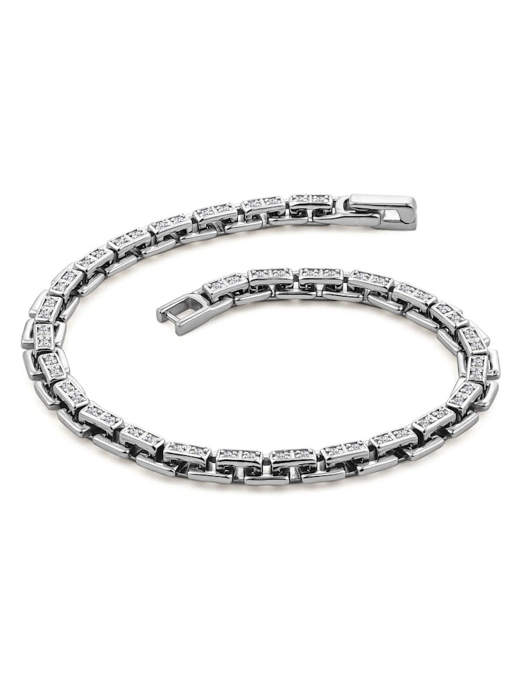 The Diamond Store Silver 8 Inch Havana Lab Men Diamond Box Set Bracelet 0.85ct in Sterling Silver - Image 2 of 11 The Diamond Store Silver 8 Inch Havana Lab Men Diamond Box Set Bracelet 0.85ct in Sterling Silver - Image 2 of 11