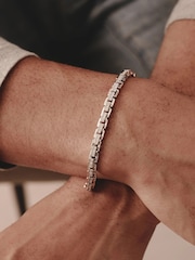 The Diamond Store Silver 8 Inch Havana Lab Men Diamond Box Set Bracelet 0.85ct in Sterling Silver - Image 9 of 11