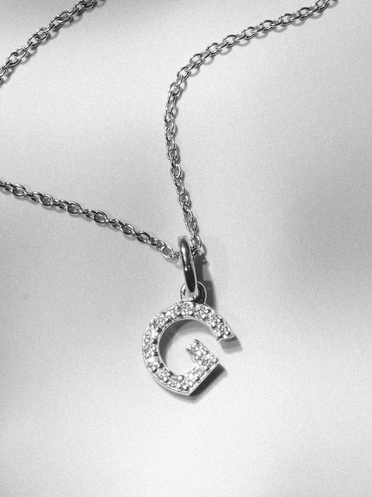 The Diamond Store Silver Love Letter G 0.10ct Lab Diamond Initial Pendant Necklace in Sterling Silver - Image 1 of 3