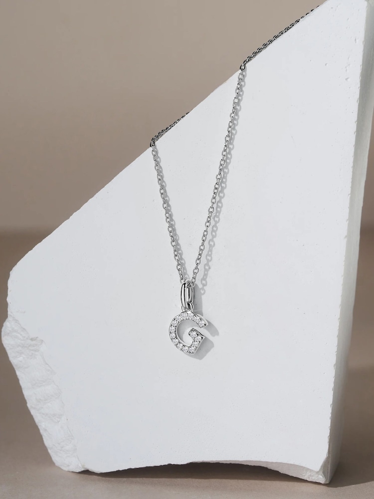 The Diamond Store Silver Love Letter G 0.10ct Lab Diamond Initial Pendant Necklace in Sterling Silver - Image 2 of 3 The Diamond Store Silver Love Letter G 0.10ct Lab Diamond Initial Pendant Necklace in Sterling Silver - Image 2 of 3