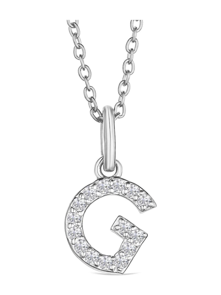 The Diamond Store Silver Love Letter G 0.10ct Lab Diamond Initial Pendant Necklace in Sterling Silver - Image 3 of 3 The Diamond Store Silver Love Letter G 0.10ct Lab Diamond Initial Pendant Necklace in Sterling Silver - Image 3 of 3