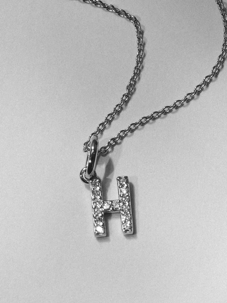 The Diamond Store White Love Letter H 0.09ct Lab Diamond Initial Pendant Necklace in Sterling Silver - Image 1 of 5