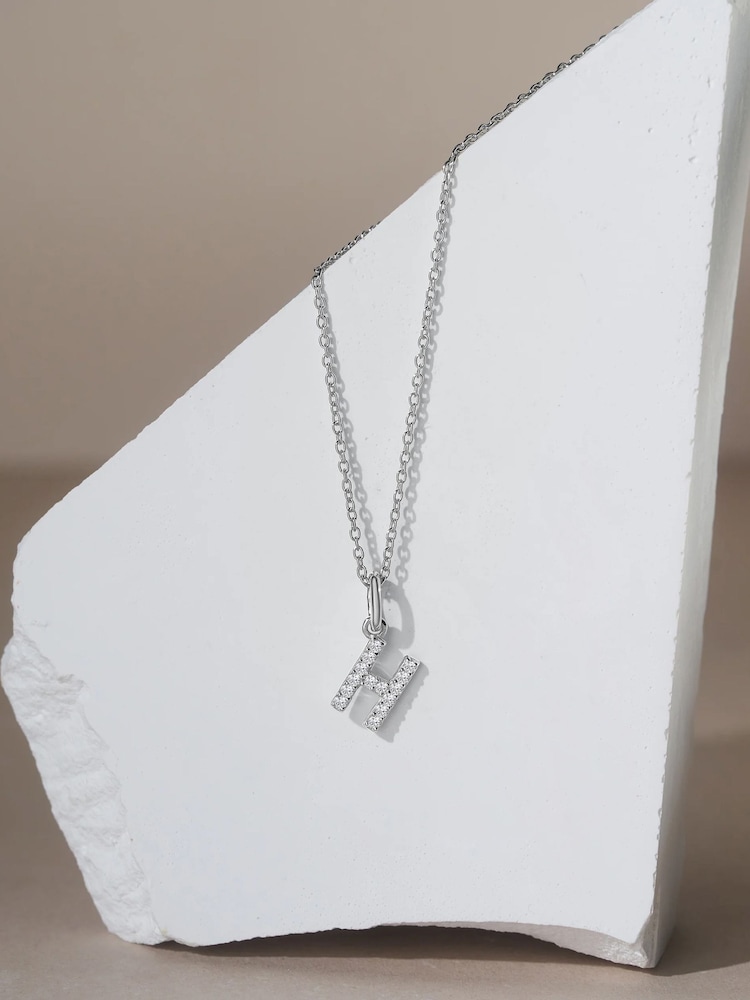 The Diamond Store White Love Letter H 0.09ct Lab Diamond Initial Pendant Necklace in Sterling Silver - Image 2 of 5 The Diamond Store White Love Letter H 0.09ct Lab Diamond Initial Pendant Necklace in Sterling Silver - Image 2 of 5