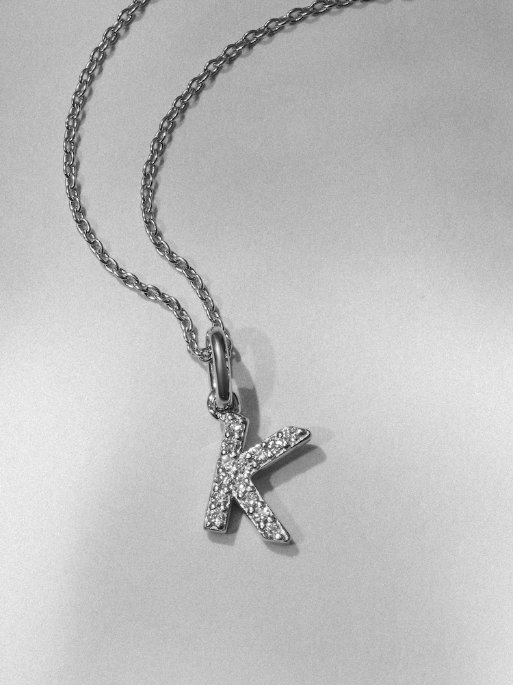 The Diamond Store White Love Letter K 0.09ct Lab Diamond Initial Pendant Necklace in Sterling Silver - Image 1 of 4 The Diamond Store White Love Letter K 0.09ct Lab Diamond Initial Pendant Necklace in Sterling Silver - Image 1 of 4
