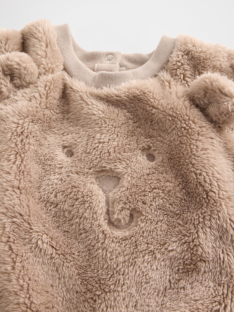 Gap Brown Sherpa Bear Outfit Sweat Top & Joggers Set (0-24mths) - Image 3 of 3 Gap Brown Sherpa Bear Outfit Sweat Top & Joggers Set (0-24mths) - Image 3 of 3