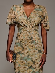 Jolie Moi Green Angel Sleeve Mesh Bodycon Dress - Image 6 of 6