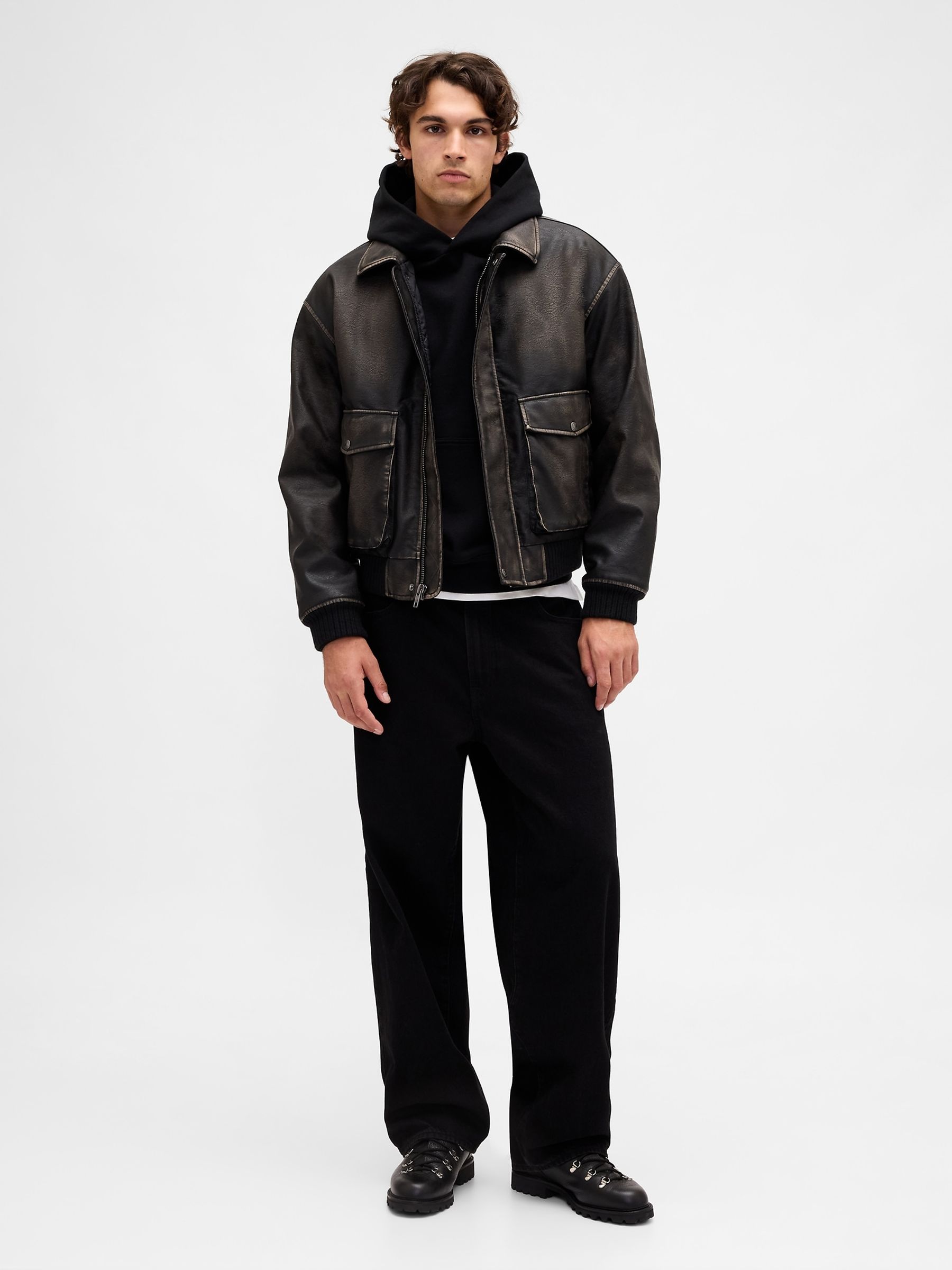 Buy Gap Brown Vegan Leather Bomber Jacket from Next Finland