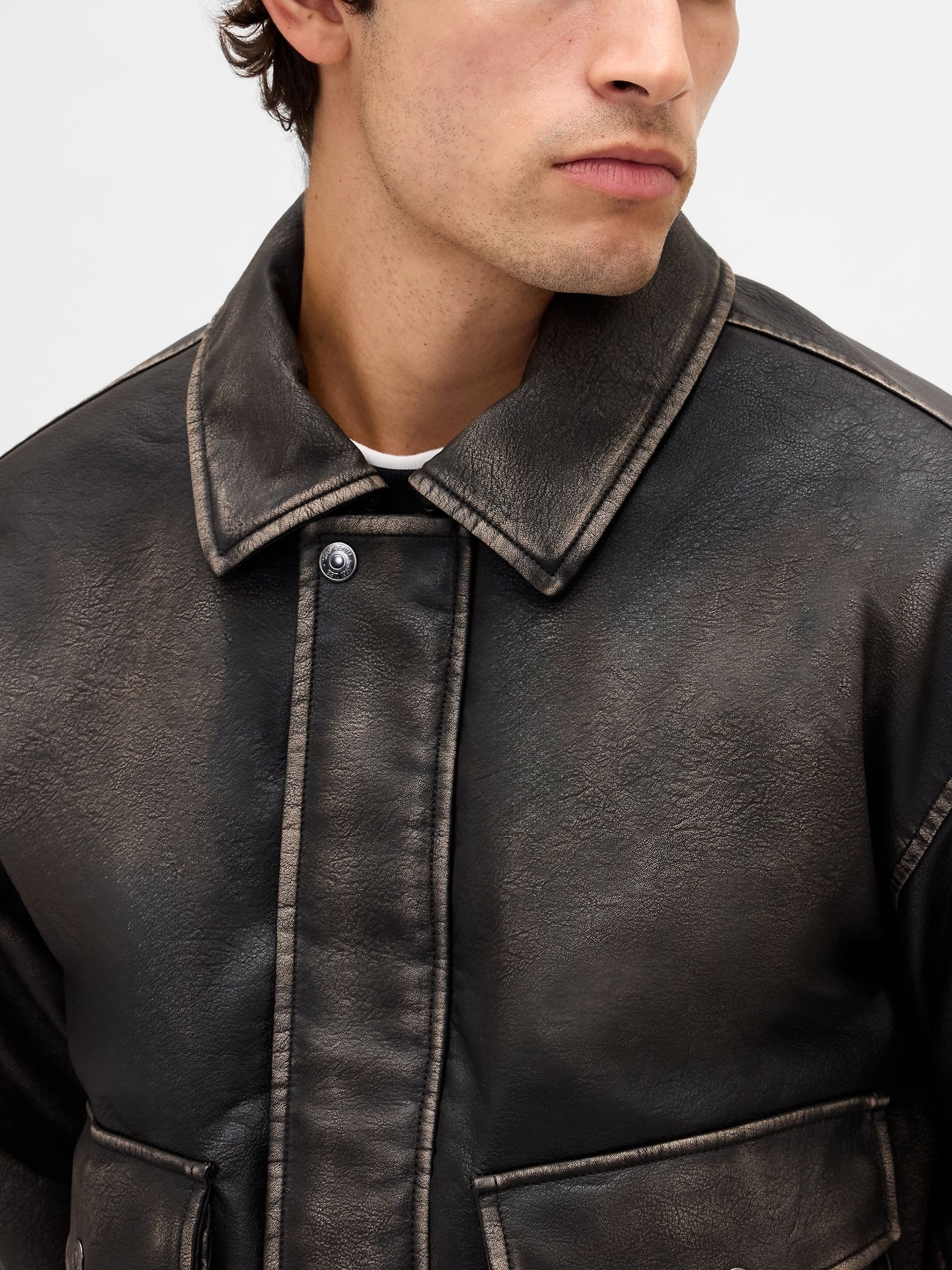 ジャケット・アウター OLD GAP 90s short leather bomber jacket Buy Gap Brown Vegan Leather Bomber Jacket from Next Romania
