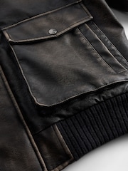 Gap Brown Vegan Leather Bomber Jacket - Image 5 of 9