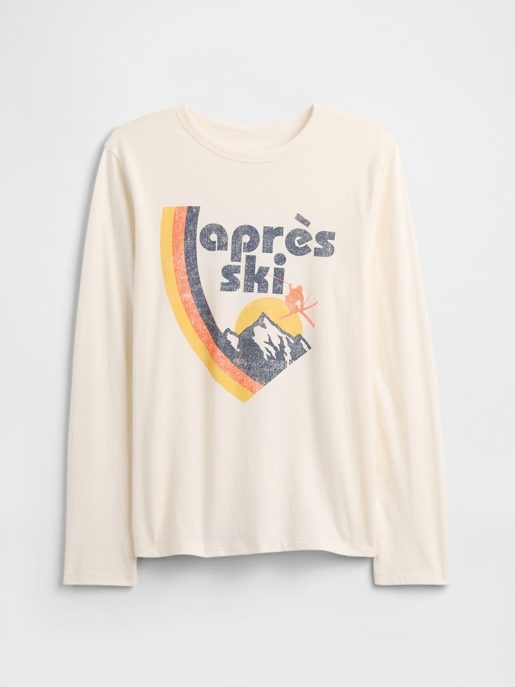 Gap Cream Gap Long Sleeve Graphic T-Shirt (4-13yrs) (4-13yrs) - Image 1 of 2 Gap Cream Gap Long Sleeve Graphic T-Shirt (4-13yrs) (4-13yrs) - Image 1 of 2