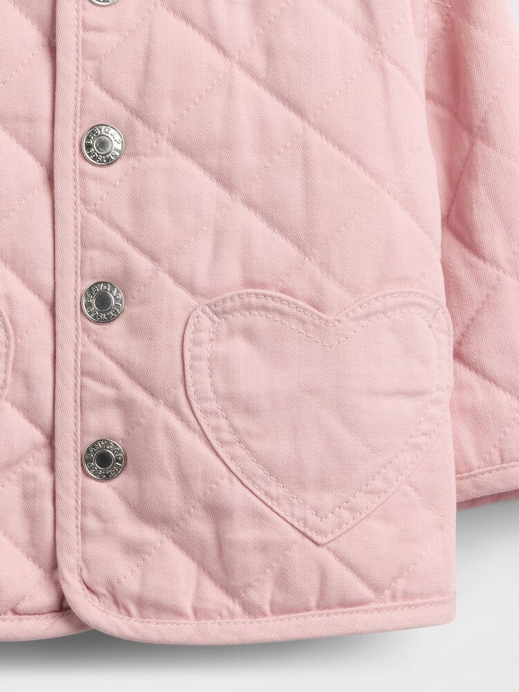Gap Pink Quilted Denim Heart Pocket Jacket (0-24mths) - Image 3 of 3 Gap Pink Quilted Denim Heart Pocket Jacket (0-24mths) - Image 3 of 3