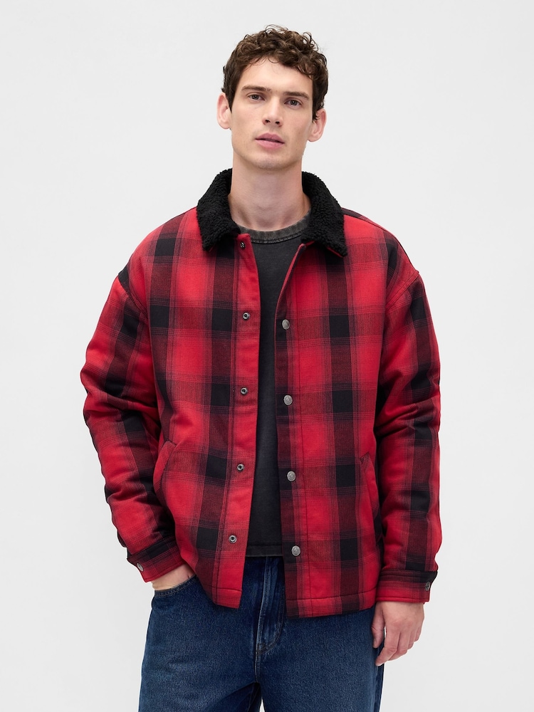 Gap Red Stranger Things Sherpa-Lined Shirt Jacket - Image 1 of 6