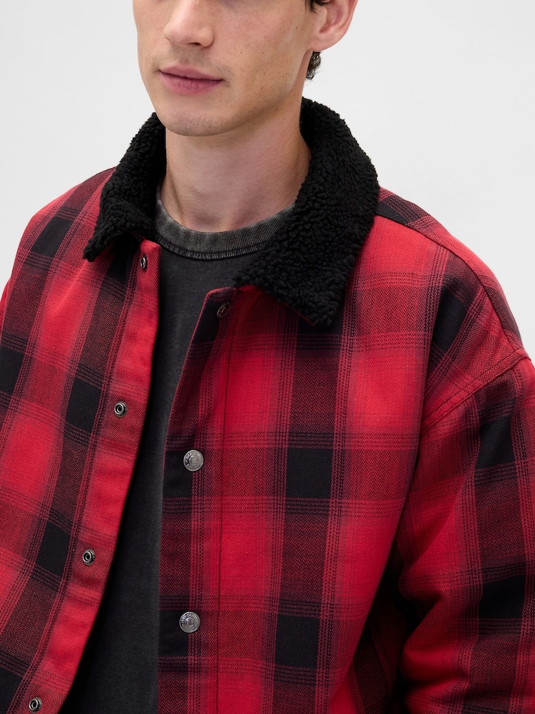Gap Red Stranger Things Sherpa-Lined Shirt Jacket - Image 6 of 6