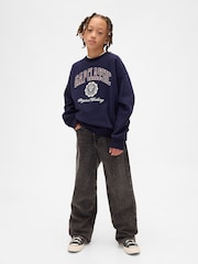 Mornarsko modra - Gap pulover z logotipom VintageSoft (4-13let) (4-13let) - Slika 3 iz 5