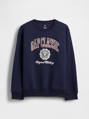 Mornarsko modra - Gap pulover z logotipom VintageSoft (4-13let) (4-13let) - Slika 4 iz 5