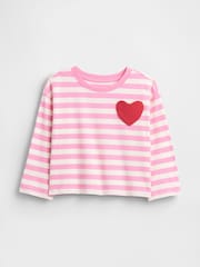 Rayas rosas - Gap Long Sleeve Heart Pocket T-Shirt (6mths-5yrs) - Imagen 1 de 3