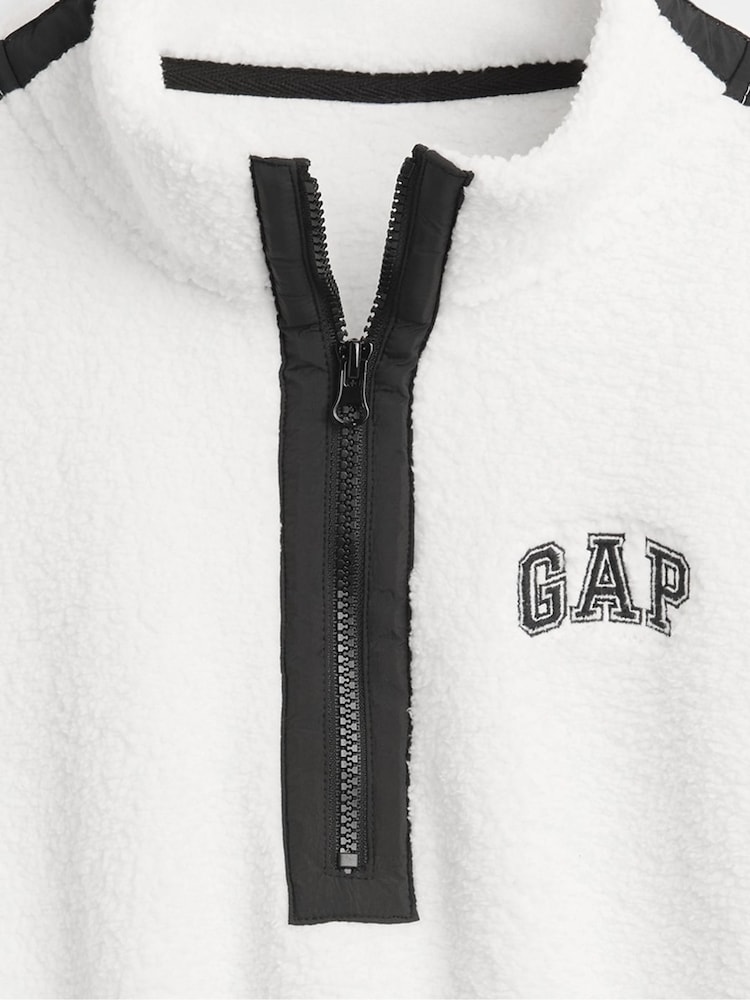 Gap White Oversized Cropped Sherpa Half-Zip Fleece - Image 4 of 4 Gap White Oversized Cropped Sherpa Half-Zip Fleece - Image 4 of 4