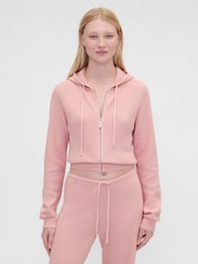 Gap Pink Summer Fridays Cash Soft Waffle Crop Hoodie - Image 1 of 6