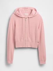 Gap Pink Summer Fridays Cash Soft Waffle Crop Hoodie - Image 4 of 6