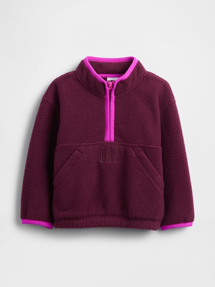 Gap Burgundy Red Sherpa Half-Zip Pullover Sweatshirt (6mths-5yrs) (6mths-5yrs) - Image 1 of 3 Gap Burgundy Red Sherpa Half-Zip Pullover Sweatshirt (6mths-5yrs) (6mths-5yrs) - Image 1 of 3