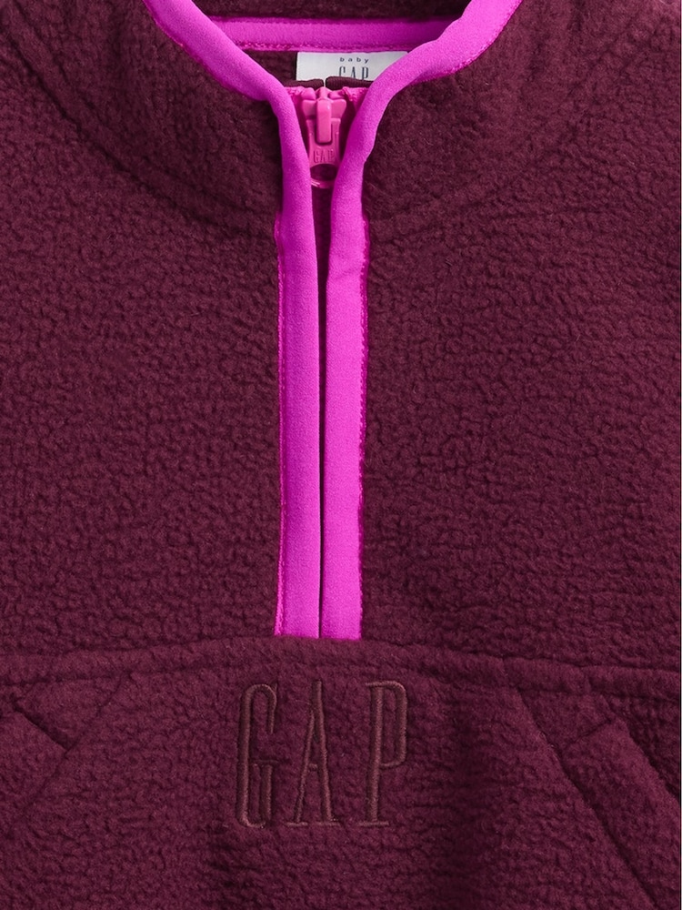 Gap Burgundy Red Sherpa Half-Zip Pullover Sweatshirt (6mths-5yrs) (6mths-5yrs) - Image 3 of 3 Gap Burgundy Red Sherpa Half-Zip Pullover Sweatshirt (6mths-5yrs) (6mths-5yrs) - Image 3 of 3