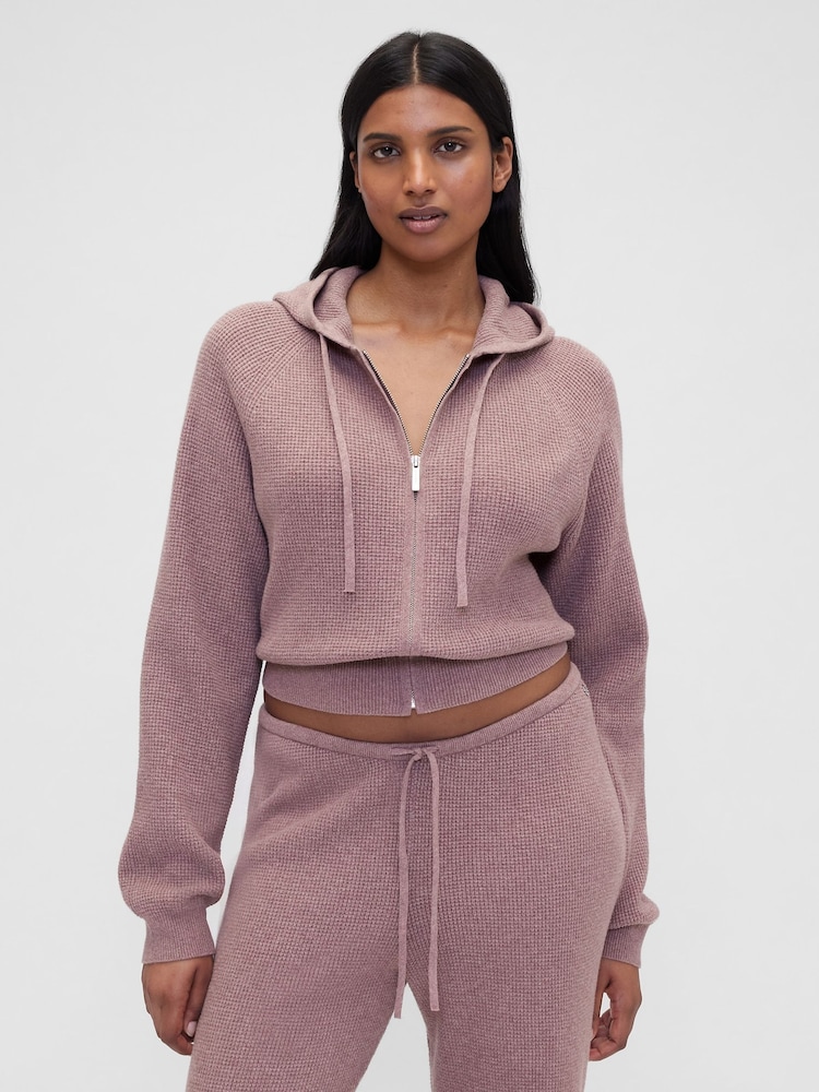 Gap Purple Summer Fridays Cash Soft Waffle Crop Hoodie - Image 1 of 6