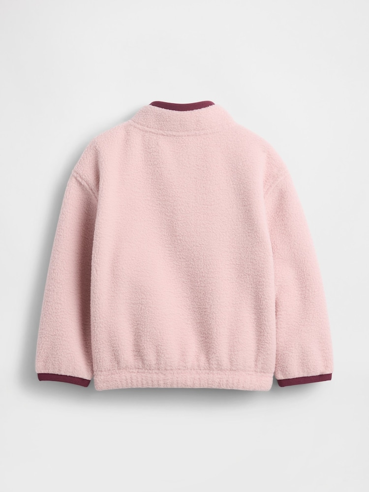 Gap Pink Sherpa Half-Zip Pullover Sweatshirt (6mths-5yrs) (6mths-5yrs) - Image 2 of 2 Gap Pink Sherpa Half-Zip Pullover Sweatshirt (6mths-5yrs) (6mths-5yrs) - Image 2 of 2