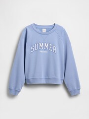 Gap X Summer Fridays Blue Oversized Raglan Logo Sweatshirt - Image 6 of 8